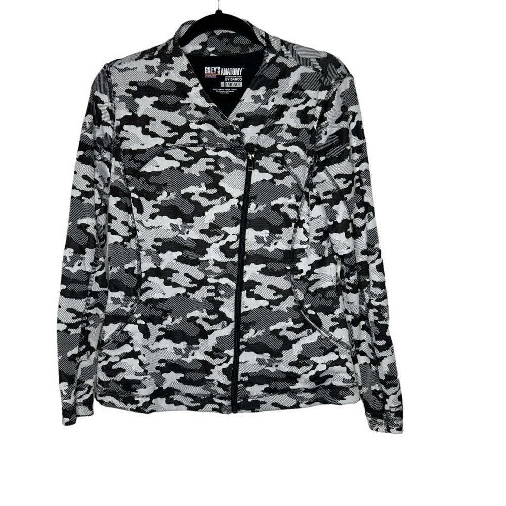 Grey's Anatomy iMPACT Asymmetric Zip Camo Print Scrub Jacket Medium‎
